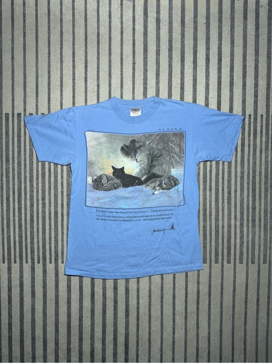 Oneita Other - Vintage 1993 Oneita Power-T Jon Van Zyle Alaskan Sled Dog Graphic Tee